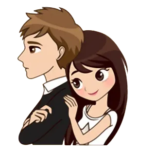 😌 pareja, dibujos animados, amor, relación, abrazo whatsapp sticker