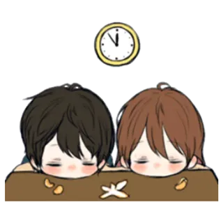 😞 dormir, couple, animé, horloge telegram sticker
