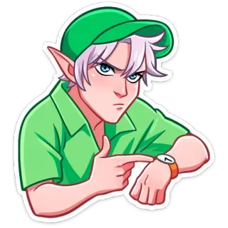 😍 эльф, аниме, мультфильм, персонаж, указывает, смотреть telegram sticker
