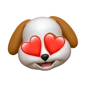 🐶 cane, emoji, amore, occhi a cuore whatsapp sticker