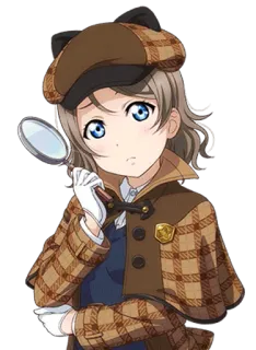 🕵 anime, detetive, lupa, fofo, menina, chapéu whatsapp sticker