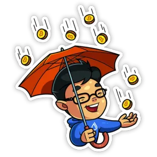 🌦 Bitcoin, Cripto, Soldi, Ombrello, Cartone animato, Valuta digitale telegram sticker