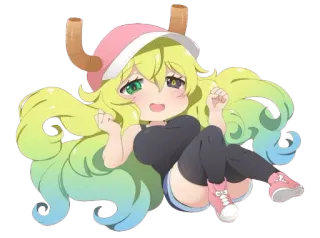 😃 Lucoa Miss Kobayashi's Dragon Maid Anime, Draak, Schattig, Chibi whatsapp sticker