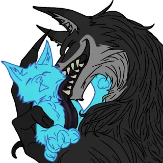 😈 wolf, werewolf, fangs, cartoon, aggression, predator, prey telegram sticker