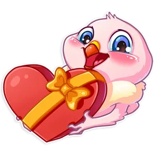 💝 bird, love, heart, cute, cartoon, kawaii, valentine's day, sticker telegram sticker