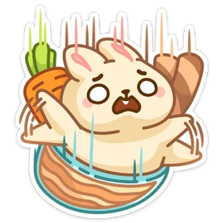 😵 rabbit, falling, bowl, scared, carrot, cartoon, sticker telegram sticker