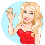 👋 woman, blonde, cartoon, waving, greeting, friendly telegram sticker