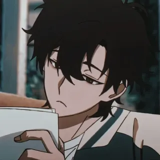 🌊 Anime, Desenho animado, Personagem, Menino, Sério, Estudante telegram sticker