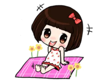 🙍 Cartoon, Mädchen, Süß, Blumen, Fröhlich telegram sticker