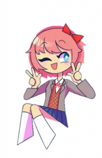 🧡 Sayori Doki Doki Literature Club! Anime, Mangá, Personagem, Fofo, Sorriso, Doki Doki Literature Club!, Sinal de paz telegram sticker