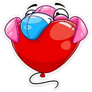 ❤️ cartoon, heart, balloon, cute, fun, happy, sticker whatsapp sticker