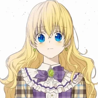 ✨ Anime, Dibujos animados, Chica, Pelo rubio, Ojos azules whatsapp sticker