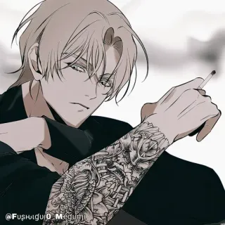 🚬 @Fushiguro_Megumi Anime, Fumando, Tatuaje, Masculino, Cigarrillo, Retrato whatsapp sticker