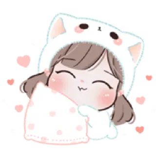🥰 carino, ragazza, gatto, kawaii, cuore, cartone animato whatsapp sticker