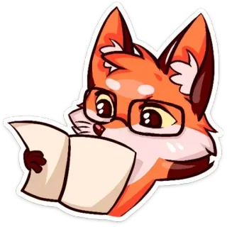 📖 rubah, membaca, buku, binatang, kacamata, kartun telegram sticker