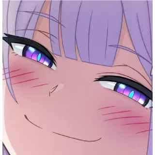 🍁 Anime, Manga, Faccia, Soddisfatto, Espressione, Carino, Capelli viola telegram sticker