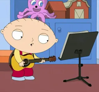🧸 Stewie Griffin Family Guy cartoon, stewie griffin, guitar, music, family guy telegram sticker