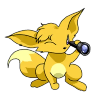 🔎 renard, dessin animé, animal, télescope, mignon telegram sticker