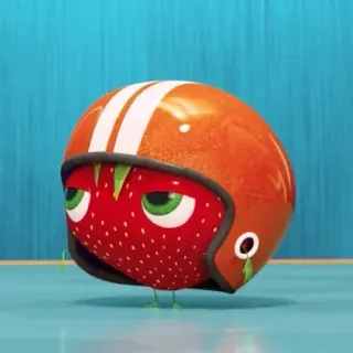🍓 truskawka, kask, owoc, kreskówka, słodki, poważny telegram sticker
