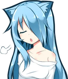😔 Anime, Neko-girl, Mignon, Fille, Kawaii, Manga, Personnage, Dessin whatsapp sticker