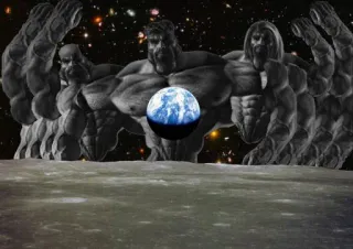 💪 Gigachad, Chad, Meme, Erde, Mond, Galaxie, Stark, Muskulös whatsapp sticker