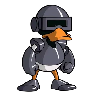 😚 canard, robot, dessin animé, casque telegram sticker
