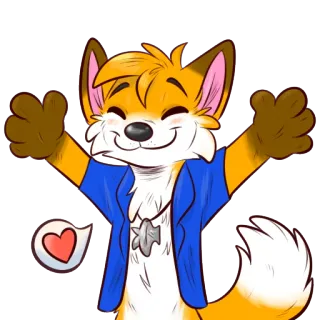 ❤ raposa, desenho animado, antropomórfico, coração, fofo, animal, peludo telegram sticker