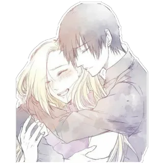 🙌 Anime, Casal, Amor, Abraço, Romance, Arte telegram sticker