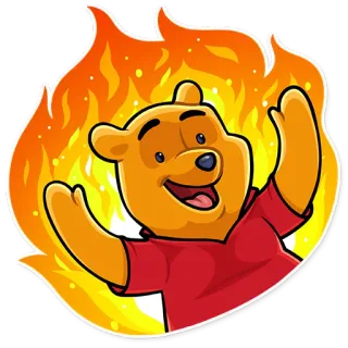 🥵 Winnie the Pooh Винни Пух, Мультфильм, Медведь, Пламя, Огонь telegram sticker