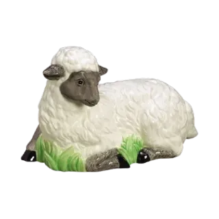 🐑 양, 어린 양, 동물, 흰색, 누워있는, 풀 telegram sticker