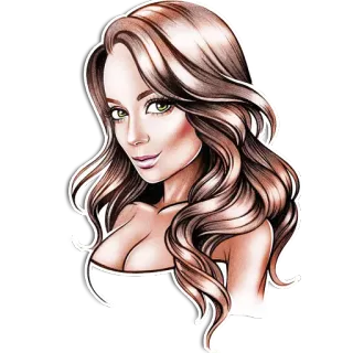 😊 mujer, dibujo animado, arte, chica, retrato, belleza telegram sticker