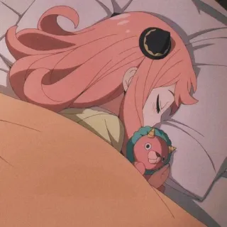 😴 Anya Forger Spy x Family anya forger, spy x family, animé, dormir, dessin animé, cheveux roses telegram sticker