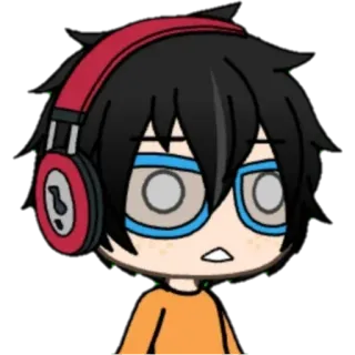 😳 卡通, 角色, 眼镜, 耳机 telegram sticker