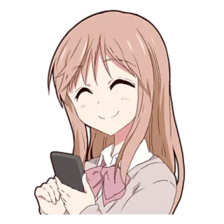 🙂 anime, girl, smartphone, smile, cartoon telegram sticker