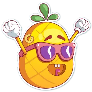 😎 pineapple, cartoon, fruit, sunglasses, cute, funny, emoji telegram sticker