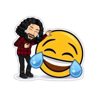😂 cười, emoji, niềm vui, bitmoji, hoạt hình, vải flannel đỏ telegram sticker
