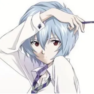 😶 Rei Ayanami Neon Genesis Evangelion アニメ, 綾波レイ, エヴァンゲリオン, キャラクター, 漫画, 青髪, 赤い目 telegram sticker