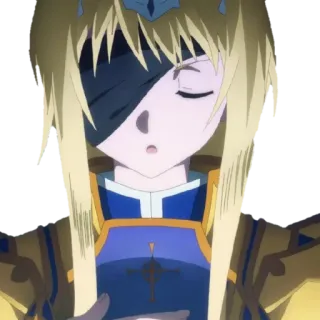 😤 Alice Zuberg Sword Art Online Anime, Dibujos animados, Animación, Pelo rubio, Armadura, Fantasía whatsapp sticker