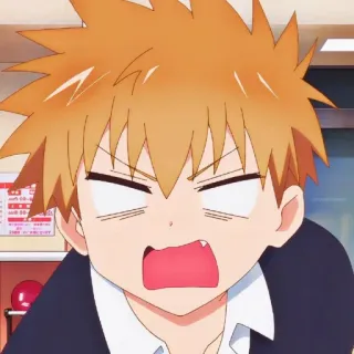 🎭 애니메이션, 만화, 표정, 절규, 화난, 웃긴, 밈, 주황색 머리 telegram sticker