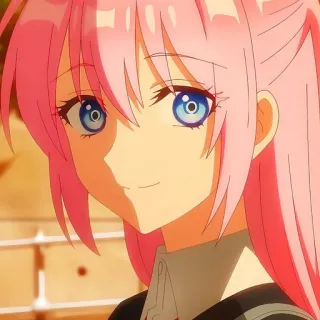 🙂 animé, fille, cheveux roses, yeux bleus, dessin animé, mignon, portrait telegram sticker