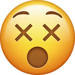 😵 emoji, dizzy, expression, face, yellow, cartoon telegram sticker
