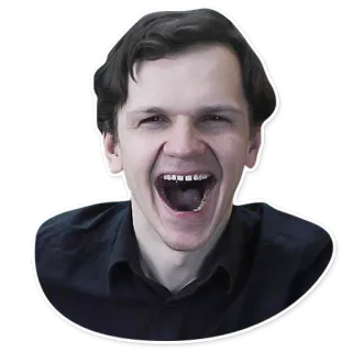 😄 homem, pessoa, retrato, expressão facial, boca aberta, rosto, sorriso telegram sticker