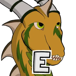 📣 E dragon, letter, cartoon, animal, fantasy, creature telegram sticker