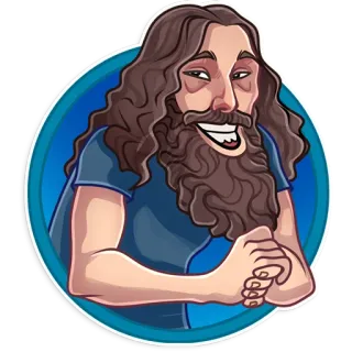 😄 man, beard, long hair, cartoon, sticker telegram sticker