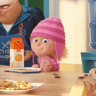 ✨ Agnes Despicable Me orange juice Cartoon, Film, Figur, Getränk, Kind telegram sticker