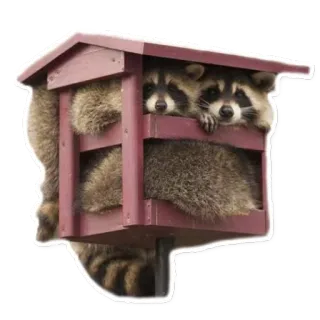 🏠 raccoon, animals, birdhouse, wildlife, cute, nature telegram sticker