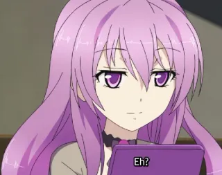 😲 Eh? animé, fille, cheveux violets, dessin animé telegram sticker