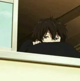 😐 Anime, Chico, Ventana, Emo, Triste telegram sticker