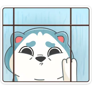 😫 hond, dier, middelvinger, beledigend, gebaar, raam, cartoon telegram sticker