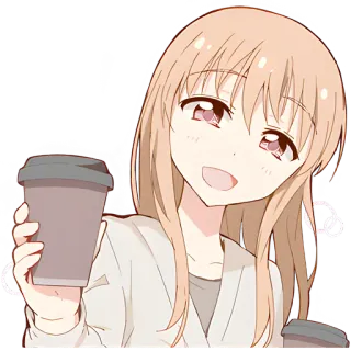 ☕ 애니메이션, 여자, 커피, 음료, 귀여운, 만화 telegram sticker
